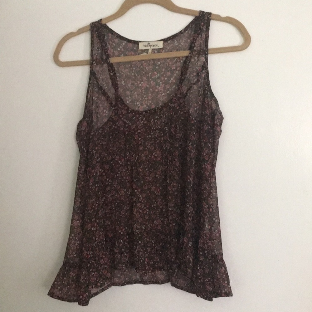 Sheer floral tank top